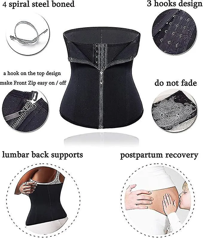 3 Clip&1 Zip 6 Steel Boned Waist Trainer Corset Sport Workout Body Shaper Control de barriga