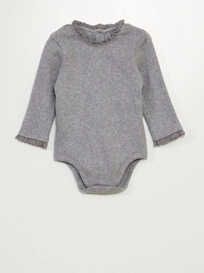 Body de tejido de canalé - GRIS