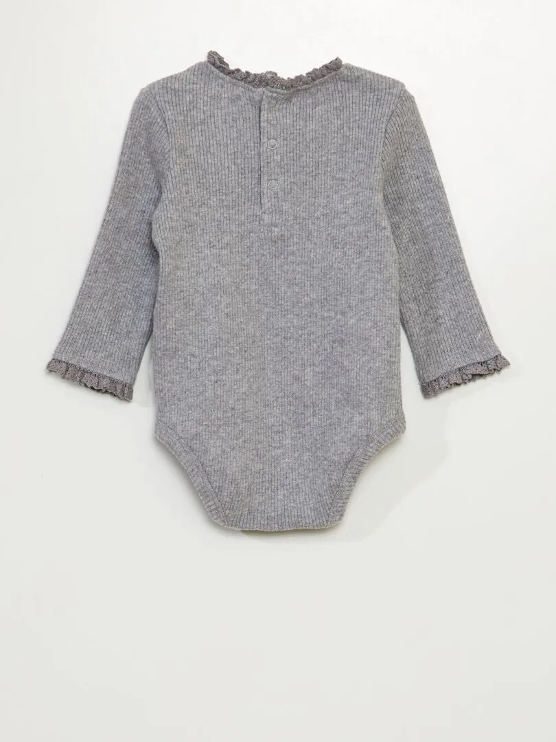 Body de tejido de canalé - GRIS