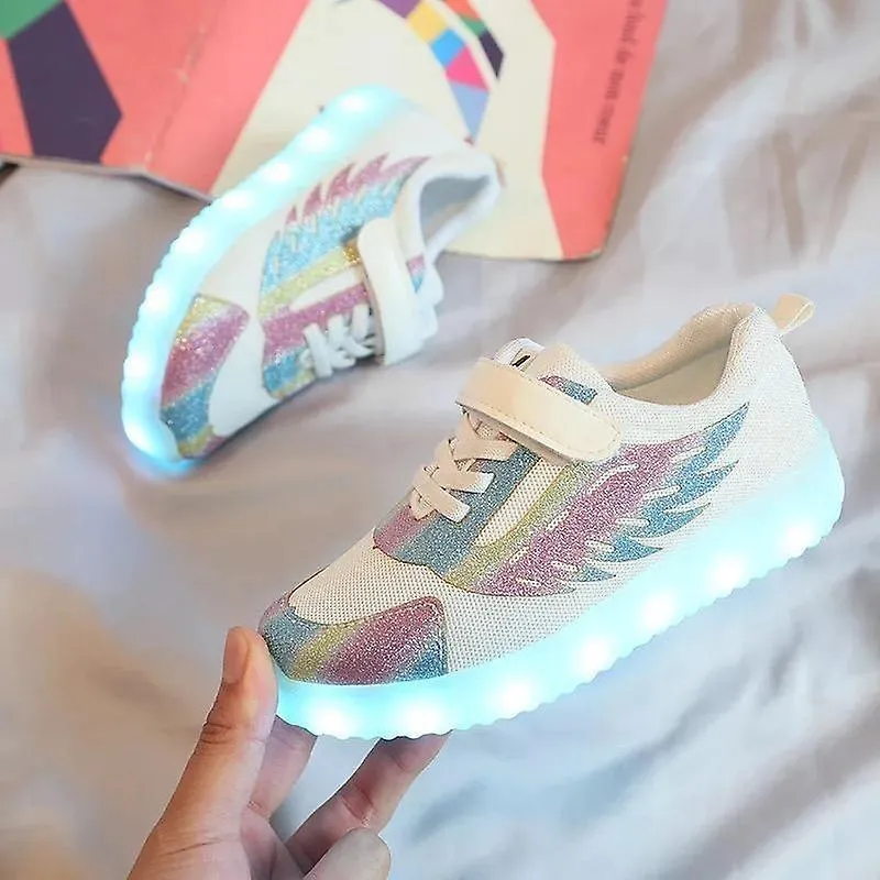 Children led light up usb charge sneakers shoes