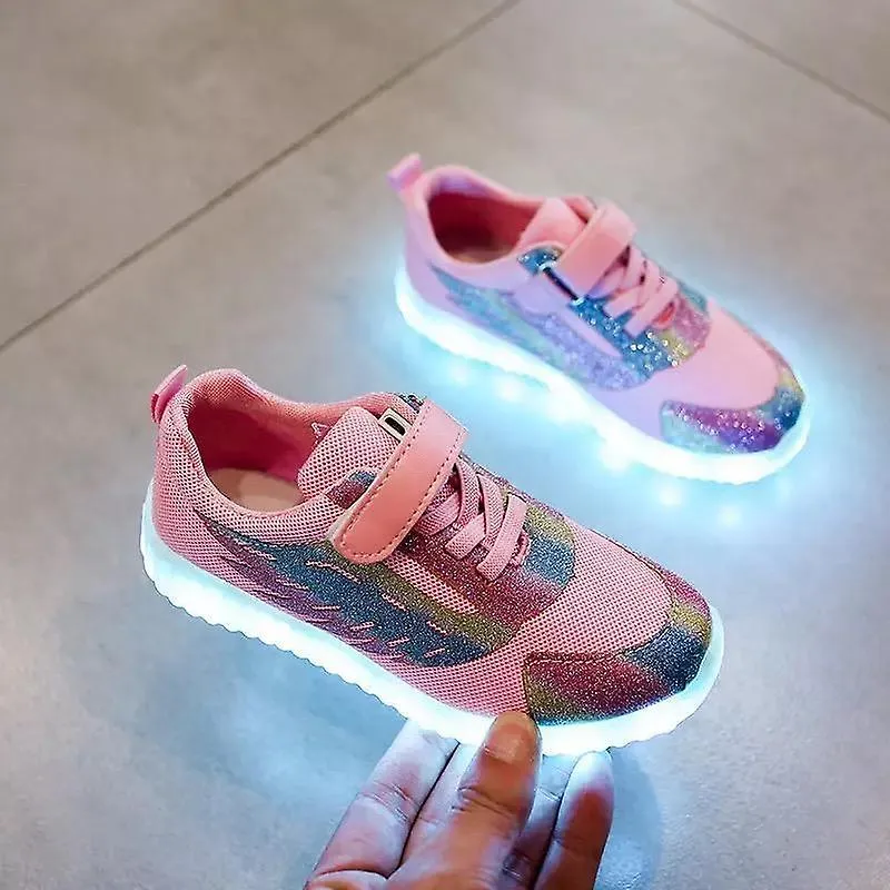 Children led light up usb charge sneakers shoes