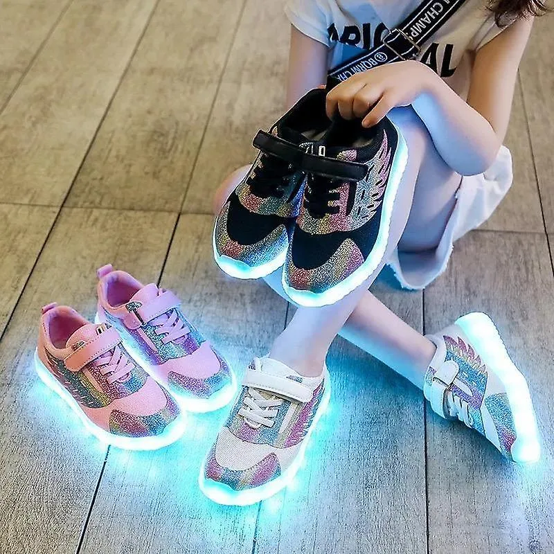 Children led light up usb charge sneakers shoes