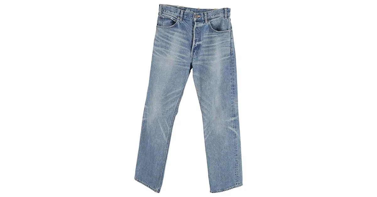 Céline Vaqueros Celine de pernera recta en algodón azul claro 
