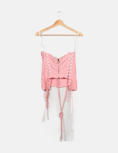 For love & Lemons Corset rosa acordonado