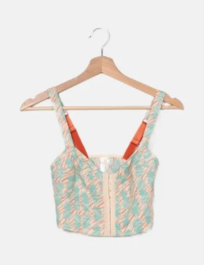 H&M Corset beige estampado