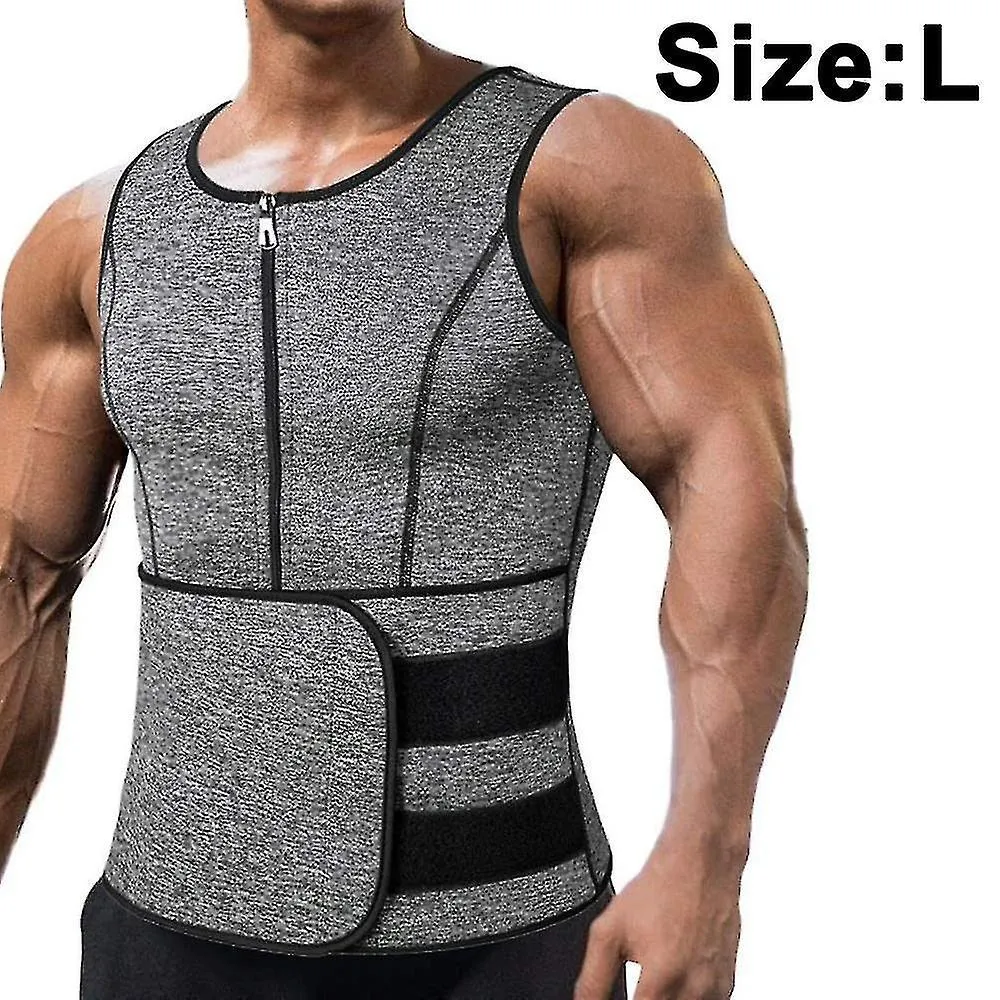 Men Neoprene Sauna Zipper Waist Trainer Vest Tank Top Trimmer Body Shaper Corset Vest Free Shipping