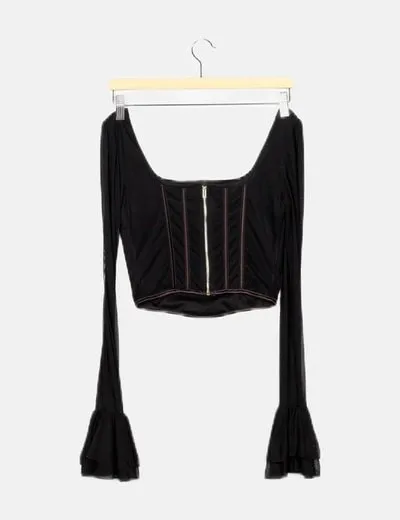 NoName Corset tul negro