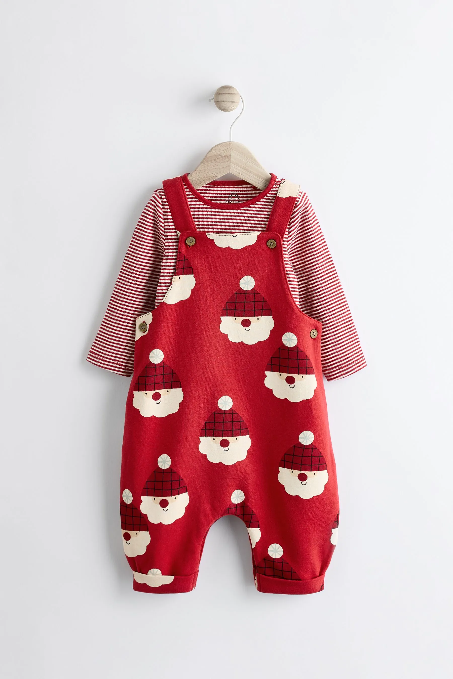 Papá Noel rojo - Jersey Baby Dungarees And Bodysuit Set (0mths-2yrs)