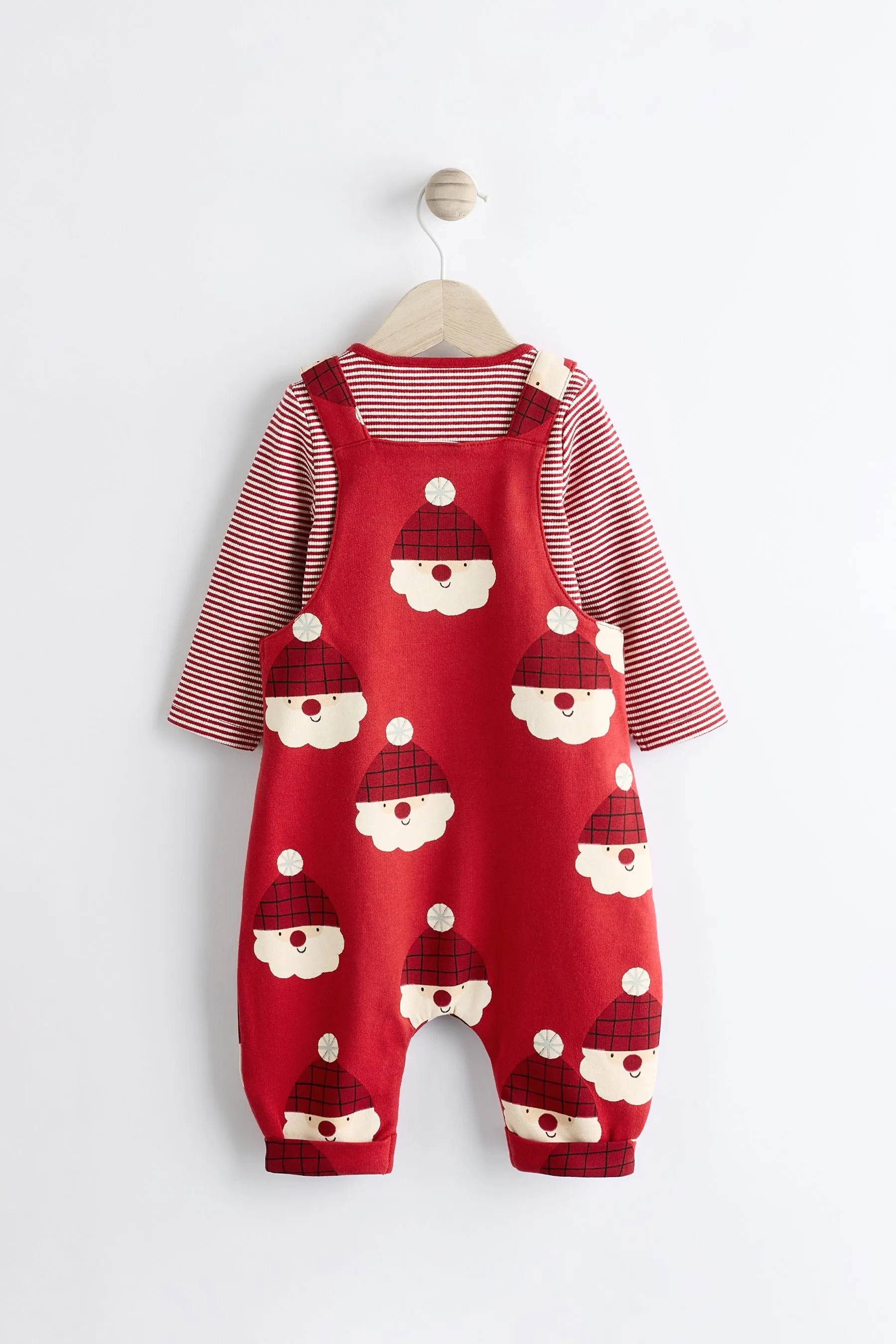 Papá Noel rojo - Jersey Baby Dungarees And Bodysuit Set (0mths-2yrs)