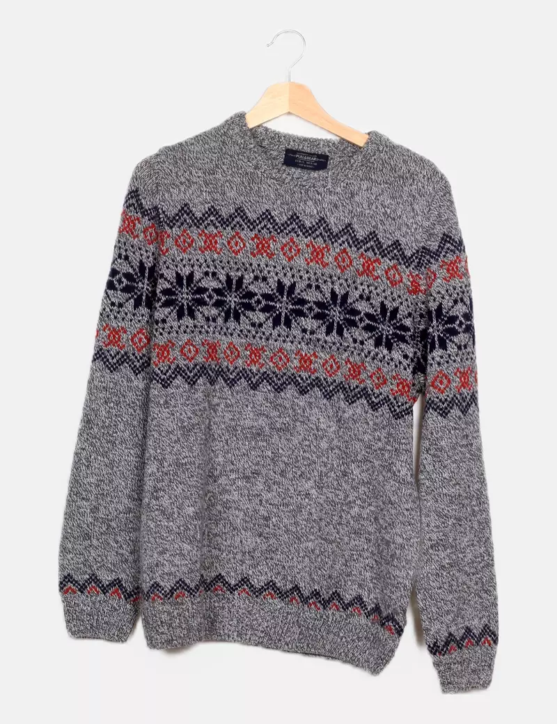 Pull&Bear Jersey gris estampado