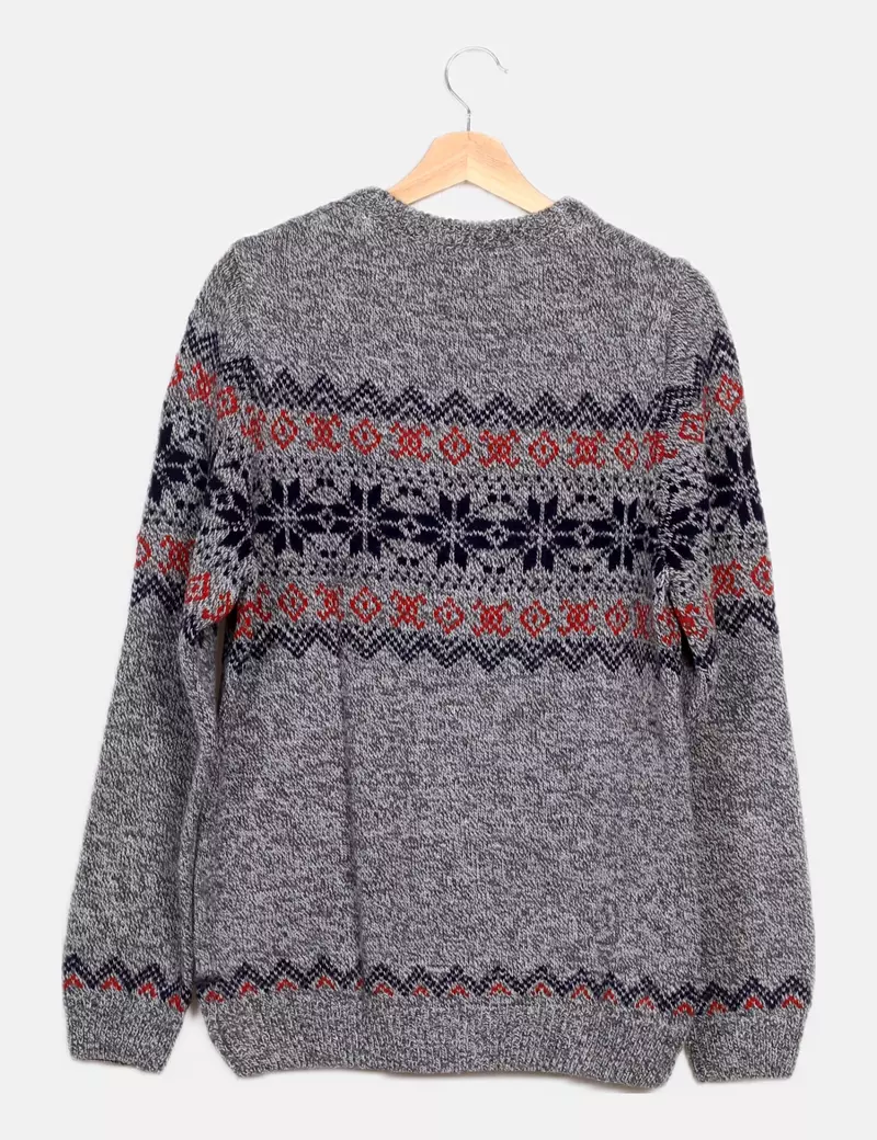 Pull&Bear Jersey gris estampado