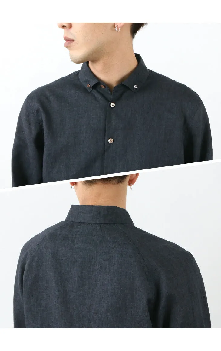 Re Hecho en Tokio Japón / Camisa de raglán dividida de lienzo de lino