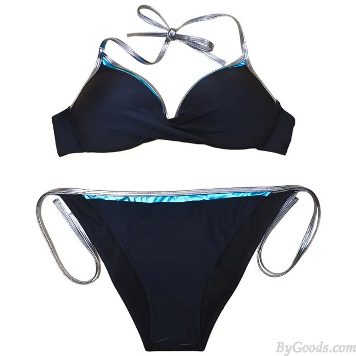 Sexy New Edge Contrast Color Bikini Sling Bandage Lady Summer Swimsuit