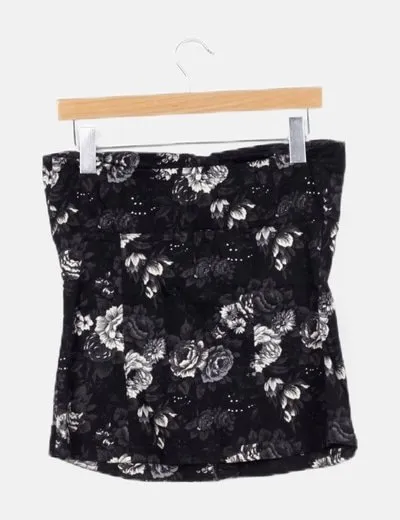 Stradivarius Corset negro floral palabra de honor