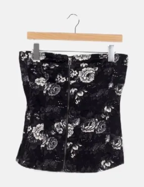 Stradivarius Corset negro floral palabra de honor