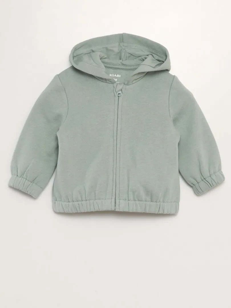 Sudadera con cremallera y capucha de chándal cálido - VERDE