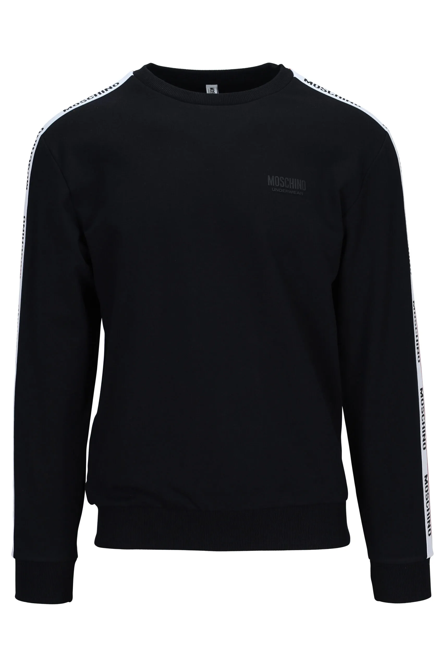 Sudadera negra con logo en cinta laterales en mangas