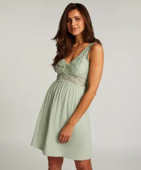 Vestido lencero Nora Lace - Verde