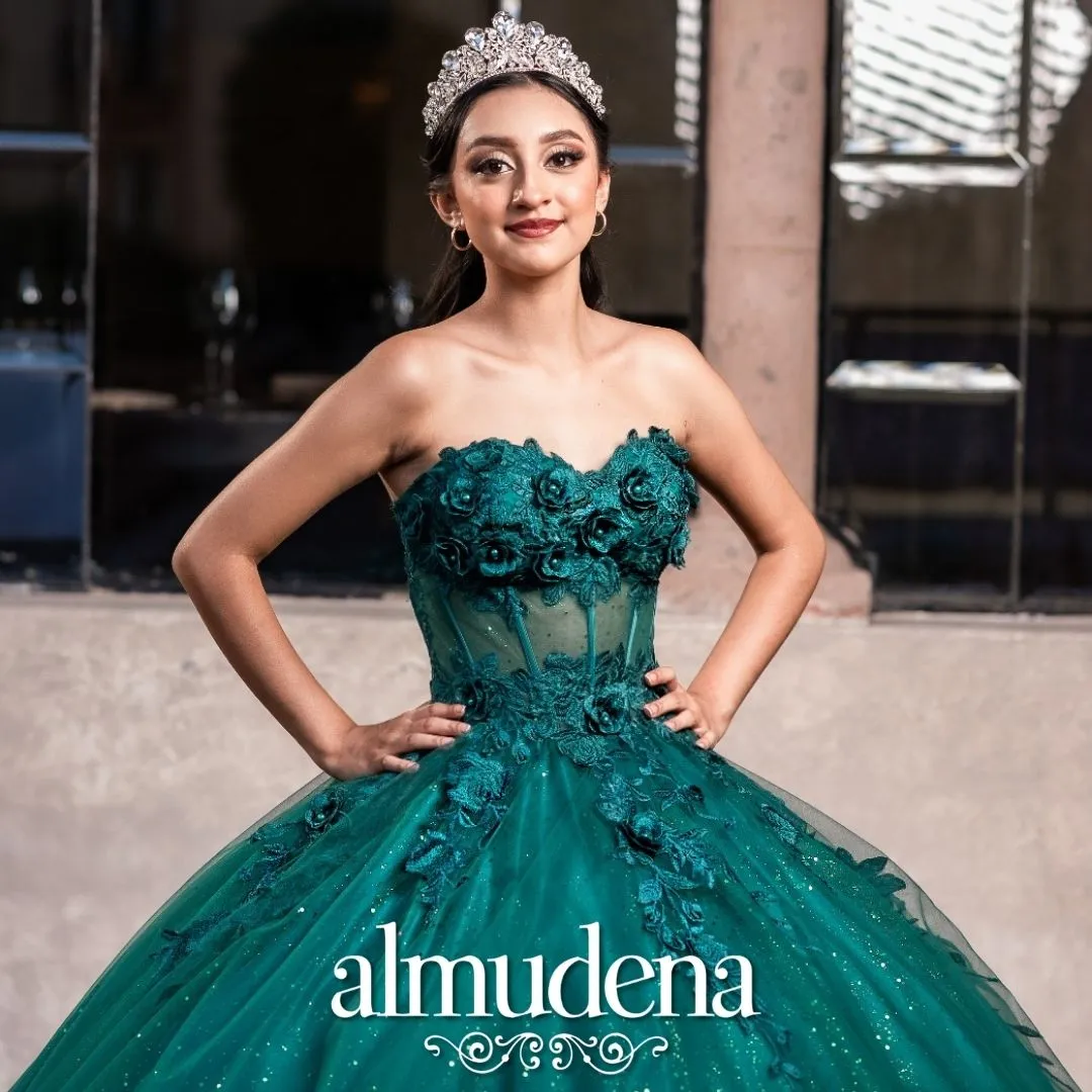Vestido para Quinceañera Verde Esmeralda Corset Strapless