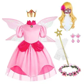 Vestido Peach Princess Super Mario Bros Cosplay Falda Chicas Vestido Rosa