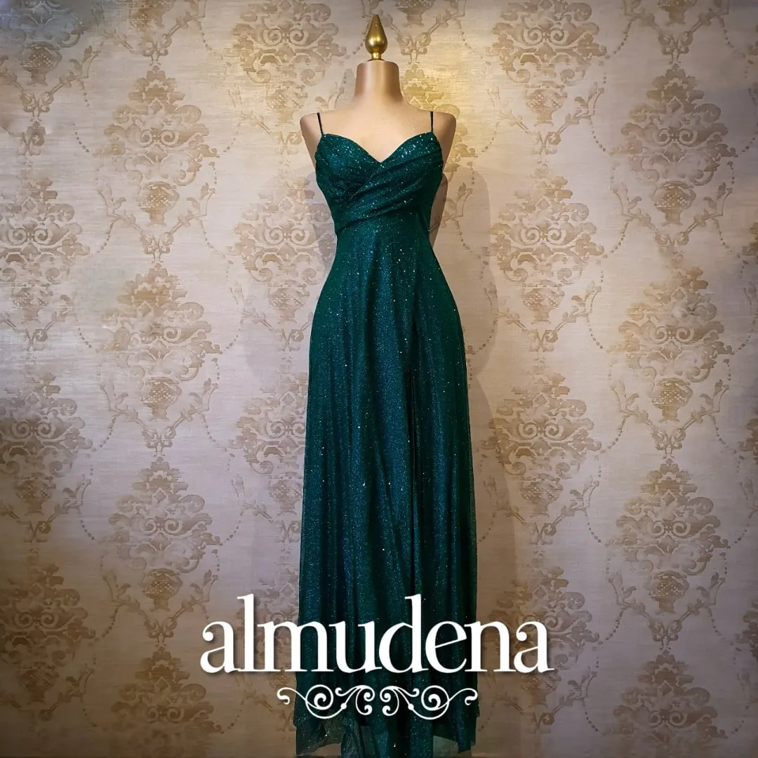 Vestido Verde Largo Brillante Corset de Fiesta Elegante