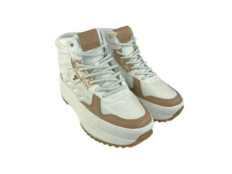 Yumas | Sneakers abotinados blanco y cobre eco-piel nylon Cartagena