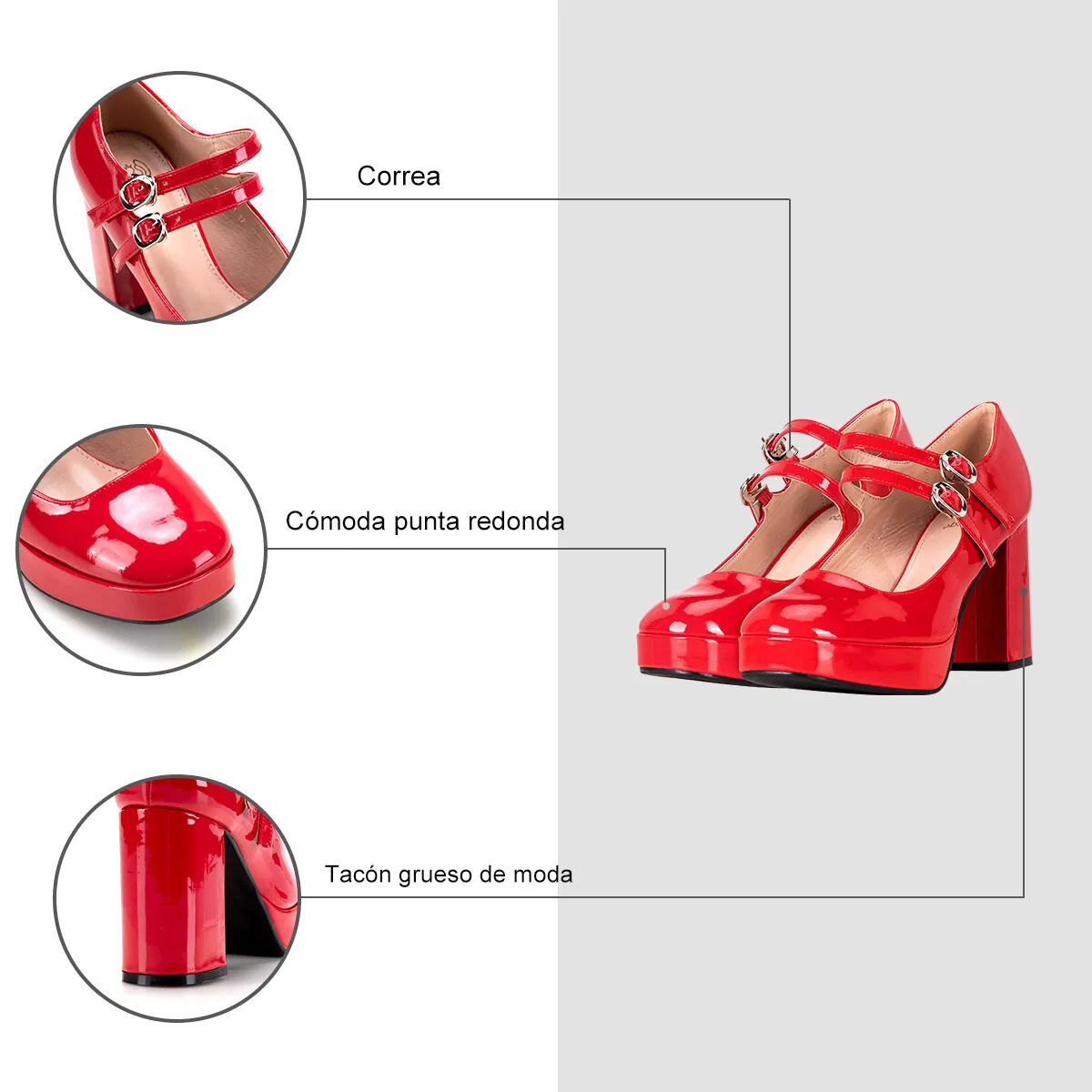 Zapato Taco Rojo Casual You201 Weide