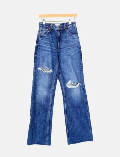 Zara Jeans denim flare azul